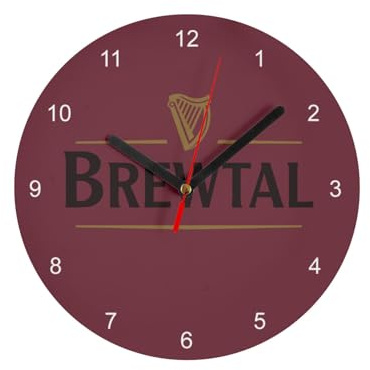 Horloge Murale en Verre - Brewtal Bière Brune Bar Stout Irlande - Diamètre 20 cm - Rouge