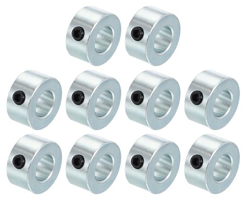 PATIKIL 10mm Bohrung Wellenkragen 20mm OD 10mm Dicke, 10 Stück Klemmring Madenschrauben Set Kohlenstoffstahl Verzinkt mit M5 Gewindestift für Automobilrobotik Maschinenbauin, Silber