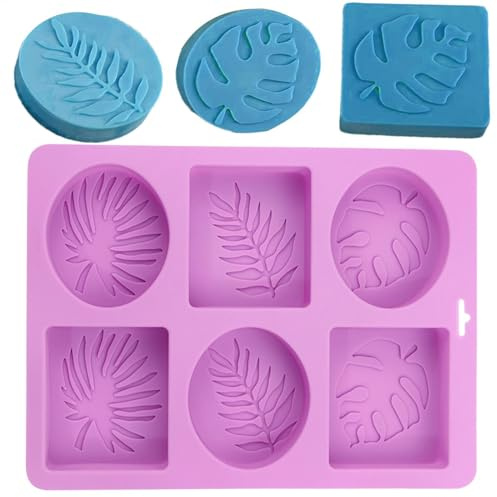 Trädblad tvålform, silikon lämnar tvålform - 6 Kavitetssilikon lämnar tvål handgjorda mögel - Rektangel & ovala former, tårtdekorationsverktyg, pudding isfack för chokladbakeware
