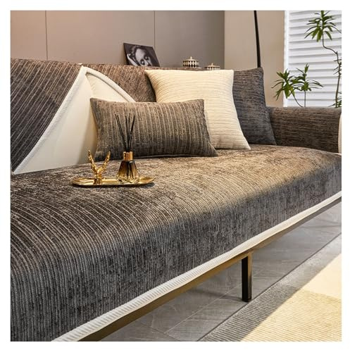 Couch Überzug Weiche Chenille für Sektionssofa: Sofa Schutzhülle für 1/2/3/4 Sitzer L Form Sofa Cover Universelle Rutschfeste Sofa Überzug Solide Strukturierte für Wohnzimmer(Dark gray,90*210cm)