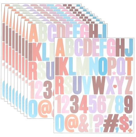 10 Blatt Buchstaben Aufkleber, 5cm Zahlen Klebebuchstaben Wetterfest Schablonen Buchstaben Sticker – für Scrapbooking, Grußkarten, Briefkasten und DIY Dekoration(Böhmische)