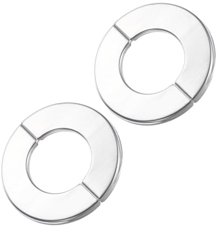TOP-VIGOR 35mm Wall Split Flange Pipe Cover 201 Stainless Steel 2pc | Round Pipe Escutcheon Plate with Adhesive Backing for Radiator, Water and Heating Pipe Wall Hole Decoration