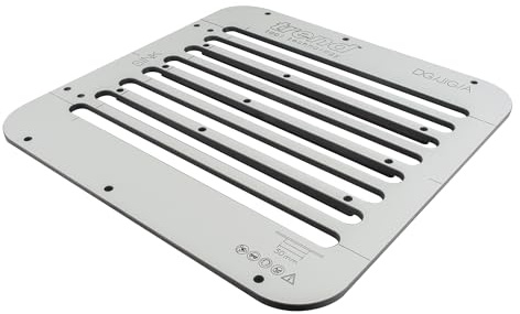 Trend Dräneringsspårmall – precisionsmall för fräsning av dräneringsspår i Belfast-diskhoar och underlimmade bänkskivor, lutning 0,5°, 8 spår med 50 mm mellanrum, CNC-bearbetad HPL-kropp, DG/JIG/A