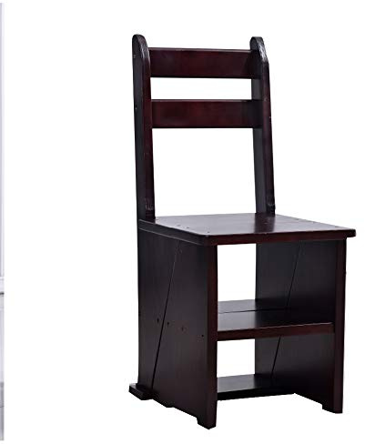 BGKASYHI Sedia Pieghevole con scaletta, Multifunzione, a Doppio Uso, con Schienale, libreria, portafiori, 4 Colori (Colore: Marrone)