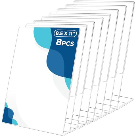 Healife Aufsteller A4 - 8 stück Tischaufsteller A4, Transparente Plexiglas Aufsteller Als L-Ständer für Büro, Restaurant, Geschäft, Hotel und Werbeaktionen (8)