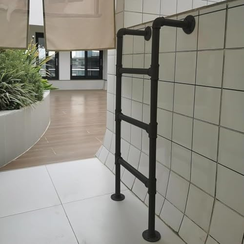 Heavy Duty Emergency Egress Ladder for Window Well，Wall Mounted Metal Step Ladders Multi-Function Loft Bed Dorm Bunk Ladder Tall Bed Side Climb Ladder，Black(1.85m/6ft/73in)