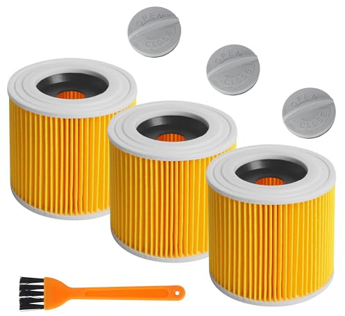 3 PCS Filtros De Cartucho, Compatible para Filtro Karcher de Repuesto para aspiradoras WD1,WD2,WD3,SE4001 MV3,MV2,Lavable y reutilizable,para 6.414-552.0/64145520 de Aspiradoras en seco y Húmedo
