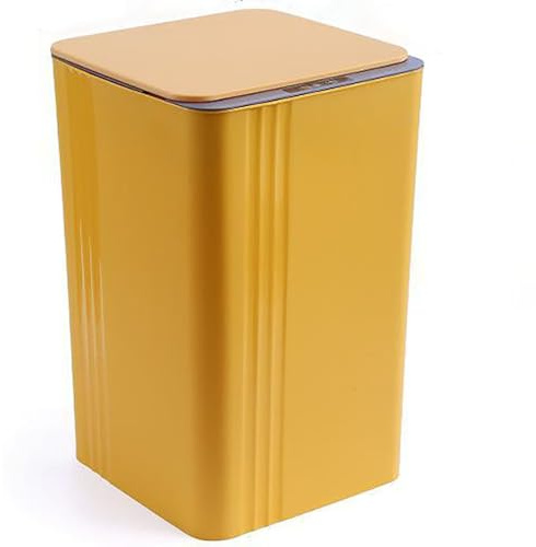 Cubo de basura inteligente con sensor de movimiento eléctrico para cocina, oficina, sala de estar, baño, dormitorio (color: amarillo, tamaño: batería de 30 L)