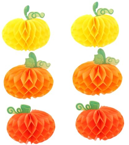 FUTUREORYY 6 Piezas Bolas Panal Colgante de Papel Calabaza para Decoración de Fiesta Halloween Reutilizable Plegable Colores