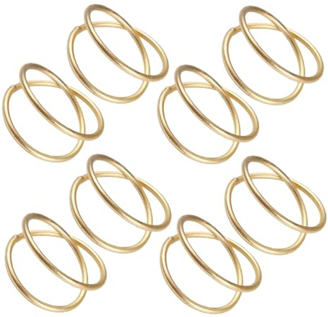 Anillos de Servilleta de Aleación Dorada Doble Círculo, 8 Pcs