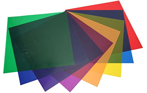 Zerodis Färgfilterfilm, Färg Hög Genomskinlig Korrigering Gelfilter Färgad Transparens Ark Färg Korrigering Strålkastare Film för Strobe Led Ljus Fotografering (8 st)