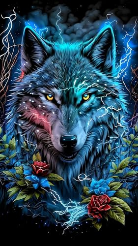 ARTGOTO Diamond Painting Extra Groß XXL Bilder Set Erwachsene,60x105 cm Wolf A,5D Diamant Painting Bilder Erwachsene mit Zubehör Für Wanddekorationen Geschenke