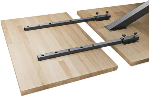 woplus Tischverlängerung Metall – 2er Set Ausziehschienen/Ansteckplatten-Halterung – 70 cm, schwarz