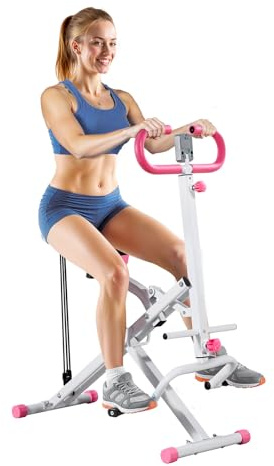 VEVOR Machine à Squats Domestique, Rameur Vertical Pliable pour Squats Profonds, Appareil d'Entraînement des Fessiers et des Jambes, avec 3 Bandes de Résistance, pour Fitness Domicile, Blanc