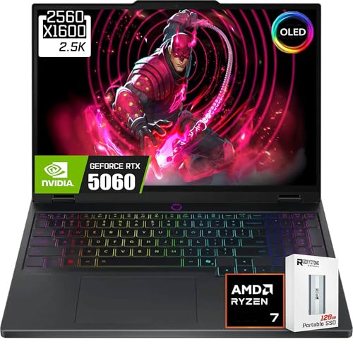 Lenovo Legion 5 15.1 WQXGA OLED 165Hz Gaming Laptop, NVIDIA GeForce RTX 5060 8GB GDDR7, AMD Ryzen 7-260(>Intel i9-13905H), WiFi 7, RGB Backlit, Win11 Home, W/128GB PSD(16GB|512GB SSD)