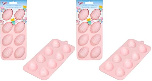 Tala Silicone Easter Egg Chocolate Mould – Makes 8 Chocolates, Ideal for Homemade Gifting, Chocolates, Confectionery, and Ice Cubes, Easy Release & Non-Stick (Pack of 2)