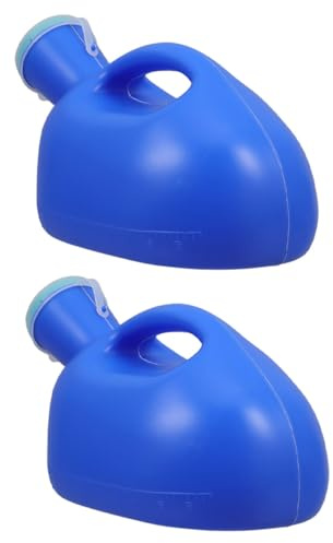 2 Stück-pack Tragbare Urinalflasche für Männer mit Deckel, Blau | Pp und Pet, für Notfall und Auto, Nachts Praktisch, Leicht zu Reinigen