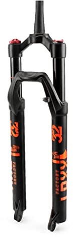 HOMSXPAC Fourche VTT 27,5/29 Pouces, Blocage Manuel à air, Fourche Avant pour vélo XC, Tube Conique 1 1/2, débattement 100 mm, Frein à Disque, axe QR 9 mm