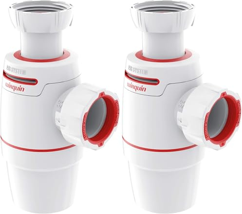 Wirquin 30722158 Siphon lavabo Néo Air blanc Ø32 avec anti-vide intégré, réglable, compact, zéro fuite (Lot de 2)