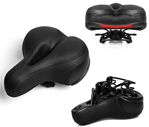 VEQSKING Mjuk cykelsadel gel dam bekväm extra bred sadel med hål för MTB mountainbike (svart)