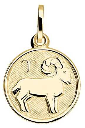My Gold Damen Kinder Anhänger Sternzeichen Gold 333 (Ohne Kette) Echtes Gelbgold (8 Karat) Ø 12mm Mini Rund Tierkreiszeichen Zodiac round