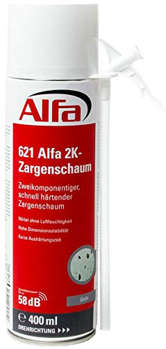 621 ALFA - Mousse PU expansive bi-composants 400ml manuelle pour châssis, 1 pièce, à durcissement rapide, rendement du volume 12-14 l (une fois posé)