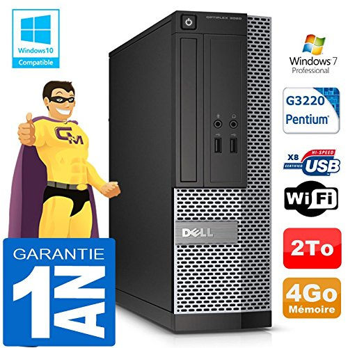 Dell PC 3020 SFF Intel G3220 Ram 4Go Disque 2 to Graveur DVD WiFi W7 (Reconditionné)