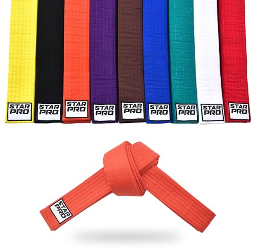 Starpro Martial Arts Training Belt for Karate Judo BJJ Taekwondo - Durable Cotton Polyester Blend for Kids & Adults - Vibrant Colors Orange