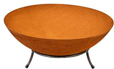 Köhko Braga - Braciere e ciotola decorativa, diametro 45 x altezza 20 cm, in ghisa con effetto ruggine con 3 piedi, per barbecue, giardino, cortile, terrazza e casa