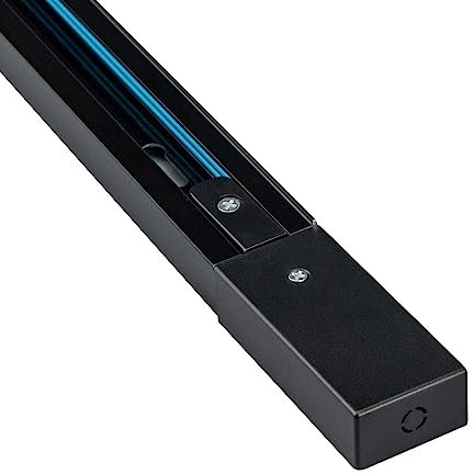 POPP® Carril monofásico 2 metro Accesorio para carril LED en monofásico superficie aluminio color negro (Negro 2 metro)