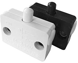 2 PCS Interruptor de puerta de armario, superficie de empujar para romper, luz de puerta 1A 250 V, interruptor de Control de luz táctil de puerta de armario, interruptor de reinicio automático (Negro)