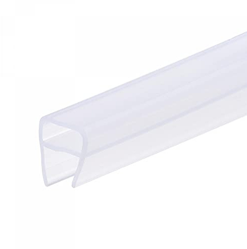 sourcing map Frameless Glass Shower Door Sweep 177.17 Long for 1/2(12mm) Glass U-Type Door Side Seal Strip