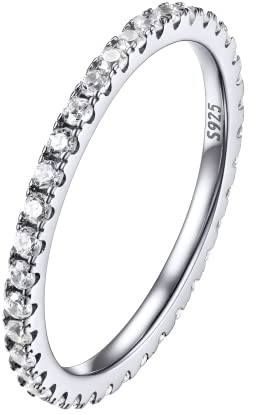PROSILVER 925 Silber Verlobungsring für Männer Herren Weißen Zirkonia Eternity Vorsteckring Ehering Antragsring Finger Schmuck Accessoire Ring Größe 67