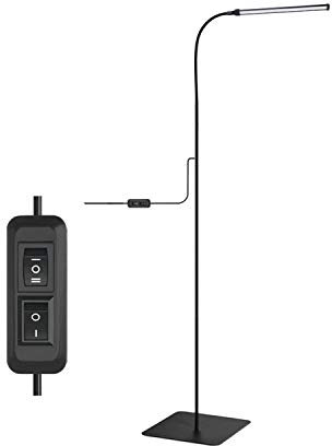 Lampadaire LED Dimmable pour Salon, Liseuse Noire 10W avec Col De Cygne Flexible, 3 Températures De Couleur, USB pour Chambre Réglable