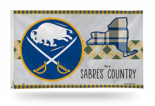 NHL Rico Industries Buffalo Sabres This is Sabres Country - Plaid Design 3' x 5' Banner Flag Single Sided - Indoor or Outdoor - Home Décor