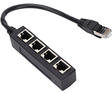 VBESTLIFE RJ45-Ethernet-Splitter, 1 Stecker auf 4 Weibliche Ports LAN-Ethernet-Splitter-Adapter Geeignet für Super Cat5, Cat5e, Cat6, Cat7