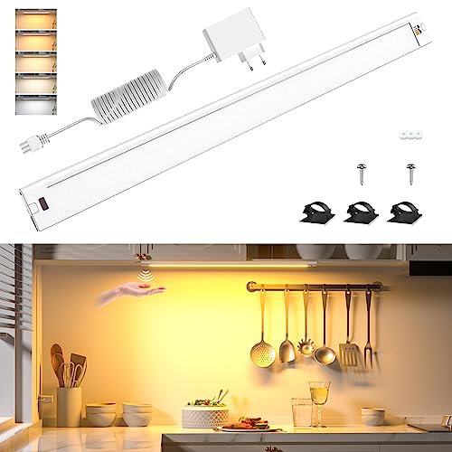 WOBANE Unterbauleuchte küche LED Dimmbar,5 Lichtfarben,84LEDs 1000Lumen,Heller LED Lichtleiste mit Berührungsloser Sensor,42cm küchenbeleuchtung,Unterschrank Beleuchtung für Schrank,Werkbank,Regale