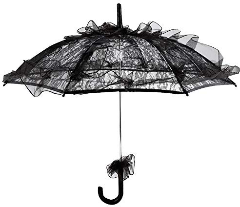 KIMISS Gothic Sonnenschirm Regenschirm Schwarzer Spitze Metall Farbe Spitze Regenschirm für Dame Frauen Party Decor Tanzen Fotografie