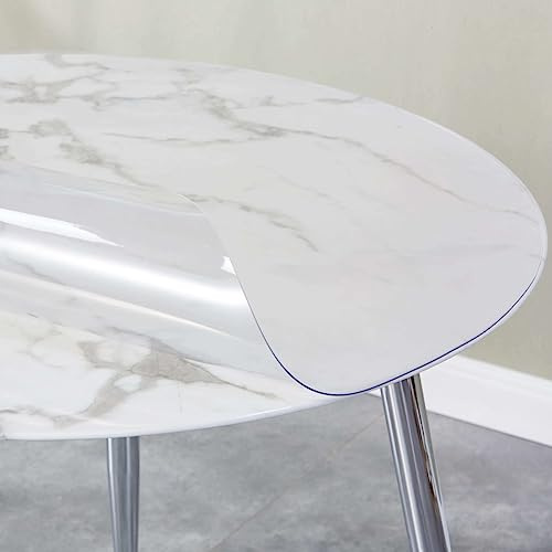 HOOZ Tischfolie Ø90 cm transparent 1,5 mm stark, durchsichtige Tischdecke Schutz und Eleganz für Ihren Tisch, Wasserfest und Abwischbar PVC Tischschutz, rund