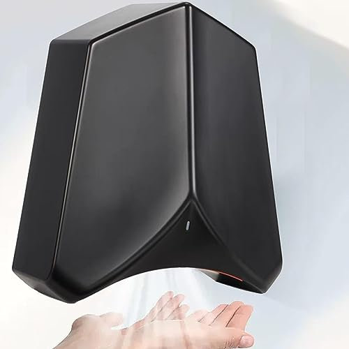 SACLMD Professionale Asciugamani ad Aria Automatico Elettrico,Compatto Asciugamani ad Aria,Asciugamani Elettrico Ad Aria Calda con Fotocellula Automatica A Parete,Black