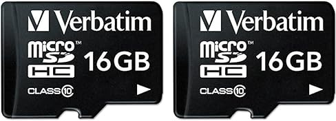 Verbatim Premium Micro SDHC Speicherkarte mit Adapter, 16 GB, Datenspeicher für Foto- und Video-Aufnahmen, Micro SD Karte in schwarz, ideal für Handy, Kamera oder Tablet (Packung mit 2)