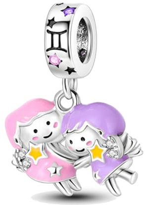 Streetculture Gemelli segno zodiacale oroscopo compleanno luminoso – bracciale ciondolo gioielli decorazione accessorio argento 925 regalo argento sterling