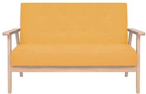 KTHLBRH 2-Sitzer Sofa Stoff Gelb Wohnzimmersofa Schlafzimmersofa Arbeitszimmersofa Büro-Sofa für Wohnzimmer, Schlafzimmer, Büro, Lounge
