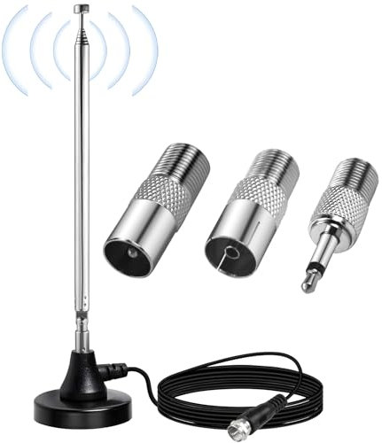 Antenna radio FM/DAB, antenna FM FM, antenna FM per impianto stereo con base magnetica e 3m Adatta per lettori CD, autoradio, radio domestiche, amplificatori domestici ecc