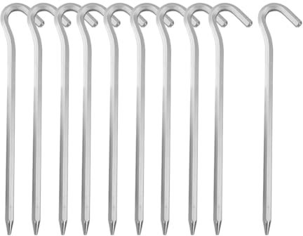 Tent Pegs Pack of 10 Galvanised Metal Pegs, Durable Rust Free Heavy Duty Camping Ground Pegs Camping Tent Hard Ground Pegs, Ideal for Tarpaulin, Beach, Camping, Hiking,Traveling, Football Goal Outdoor