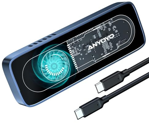 Case SSD M.2 NVMe Enclosure con ventola, 10Gbps USB 3.2 Gen 2 Case NVMe per NVMe PCIe M-Key /B+M Key(NON SUPPORTA SATA), Adattatore SSD M2 NVMe USB Supporta 2280/2260/2242/2230