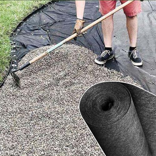 SDFVSDF Unkrautvlies Vlies-Geotextilstoff Unter Kiesauffahrten, Schwarzes, Strapazierfähiges Unkrautvlies, Bodendecker-Drainagegewebe als Unkrautblocker(Size:2m(6.5ft) x10m(32.8ft))