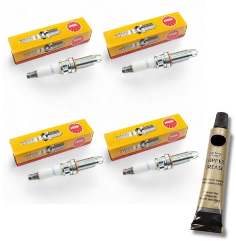 4x Zündkerzen von NGK passt für BMW 3er e90/91/92/93 316i/318i/320i Bj 2007-2011 + Kupferfett