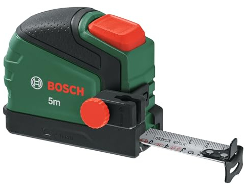 Bosch Tape Measure 5m with Pencil Clip (Auto Lock; Nylon-Coated Tape; 22mm Tape Width; 2m Standout; Metric Scale; High Accuracy; Two-Direction Hook; Metal Belt Clip; Softgrip)