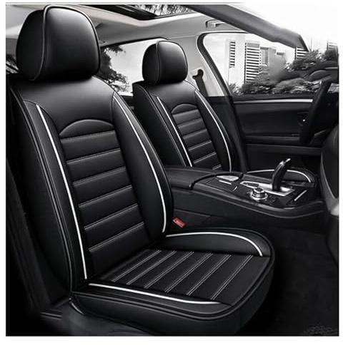 ZHISHIGUO Auto Sitzbezüge Sets FüR Hyundai Tucson 2025, Leder Auto Schonbezug Full Set Sitzbezug, Auto Sitzbezüge Airbag Kompatibel, Wasserdicht Sitzbezug Auto Zubehör(Black+White)